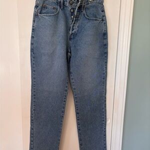 Vintage Stone Washed Classic Blue Denim Jeans 3/4 100% Cotton
